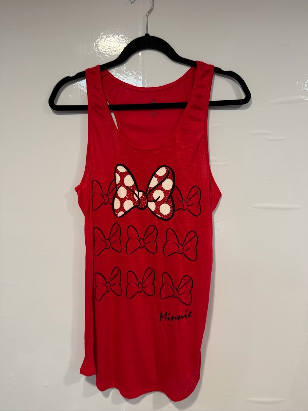 Red Disney Parks Bejeweled Minnie Mouse Bow Tank Top